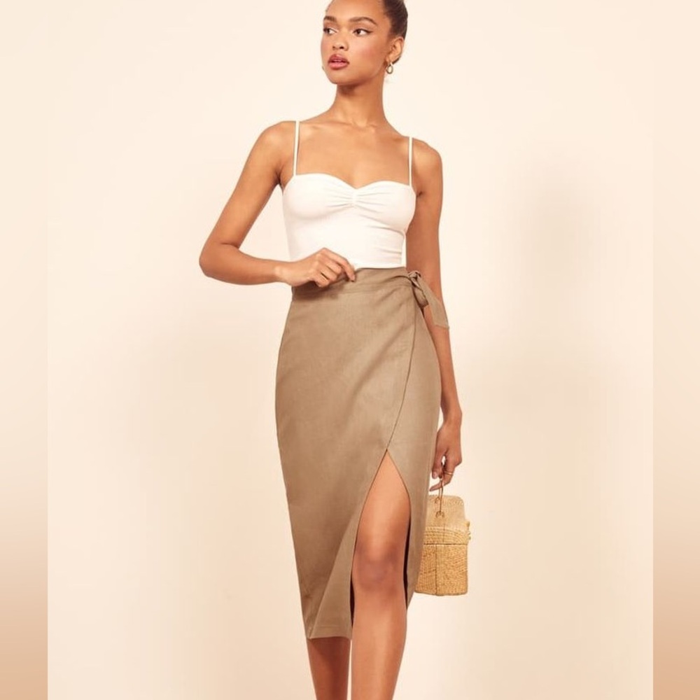Reformation Linen Wrap Skirt